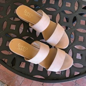 Blush Suede Slip on Sandals